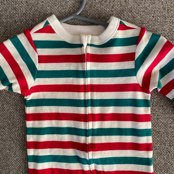 Red and green striped footie pajamas - Picture 2 of 3